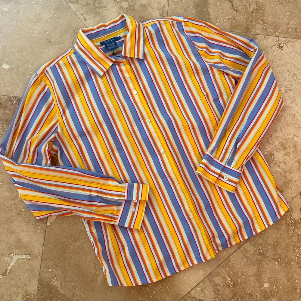 Faconnable Womens Multicolor
Striped Long Sleeve Cotton Button-down shirt